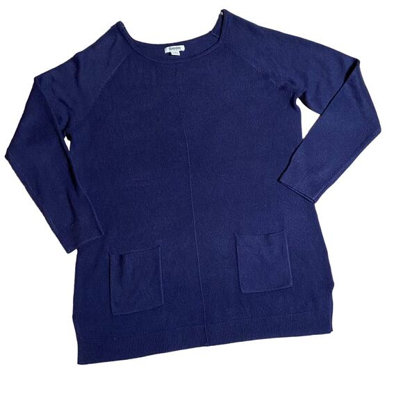 Hampshire Studio Sweater Women’s Extra Large Navy Pullover Long Length SOFT - Picture 1 of 9